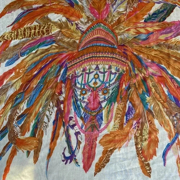 Feather  Print Scarf - Picture 4 of 7